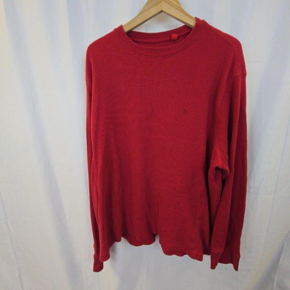 IZOD Sweater Mens 2XLT Red Thermal Crewneck Long Sleeve Knit Pullover Big Tall